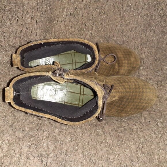 CAMPER-Agatha Brown/Black-Houndstooth Suede -Back Zip-Lace Accent-Sz 40-Excellen - Picture 5 of 6